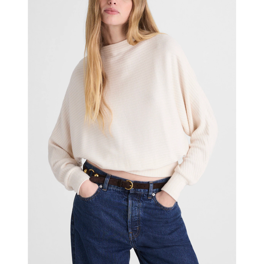 Madewell | NWT Mockneck Dolman Sleeve Top Antique Cream Knit | Sz M